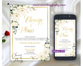 Ivory Roses Change of Plans Announcement template,(123)